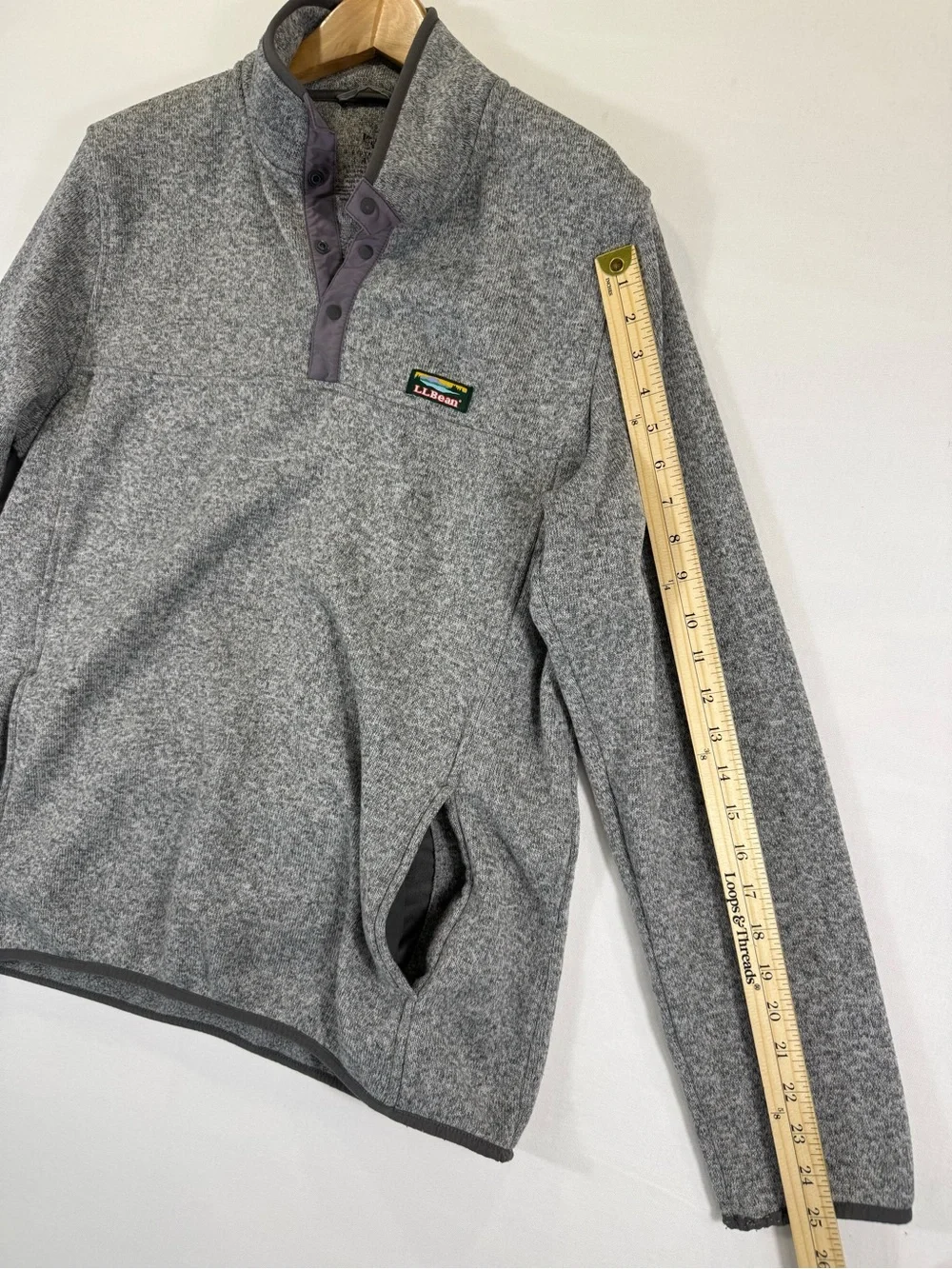 L.L. Bean Men's Heather Gray Snap-Up Fleece Pullover